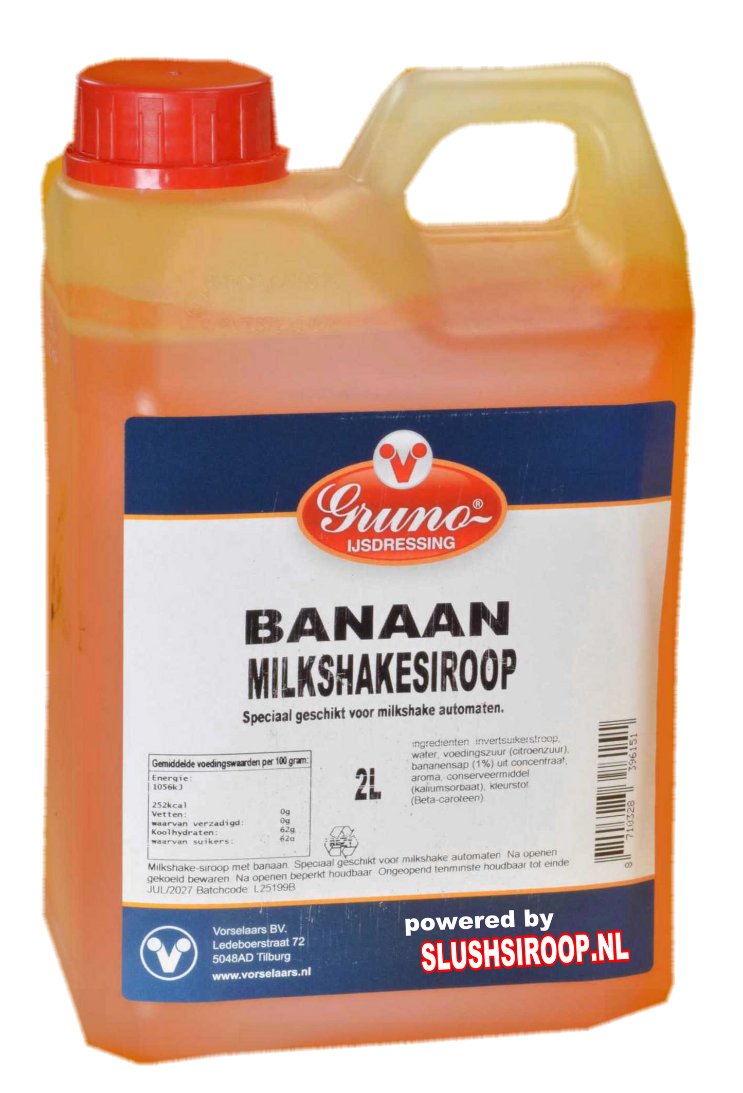 MilaNNE milkshake siroop banaan slushsiroop.nl tankje 2 liter