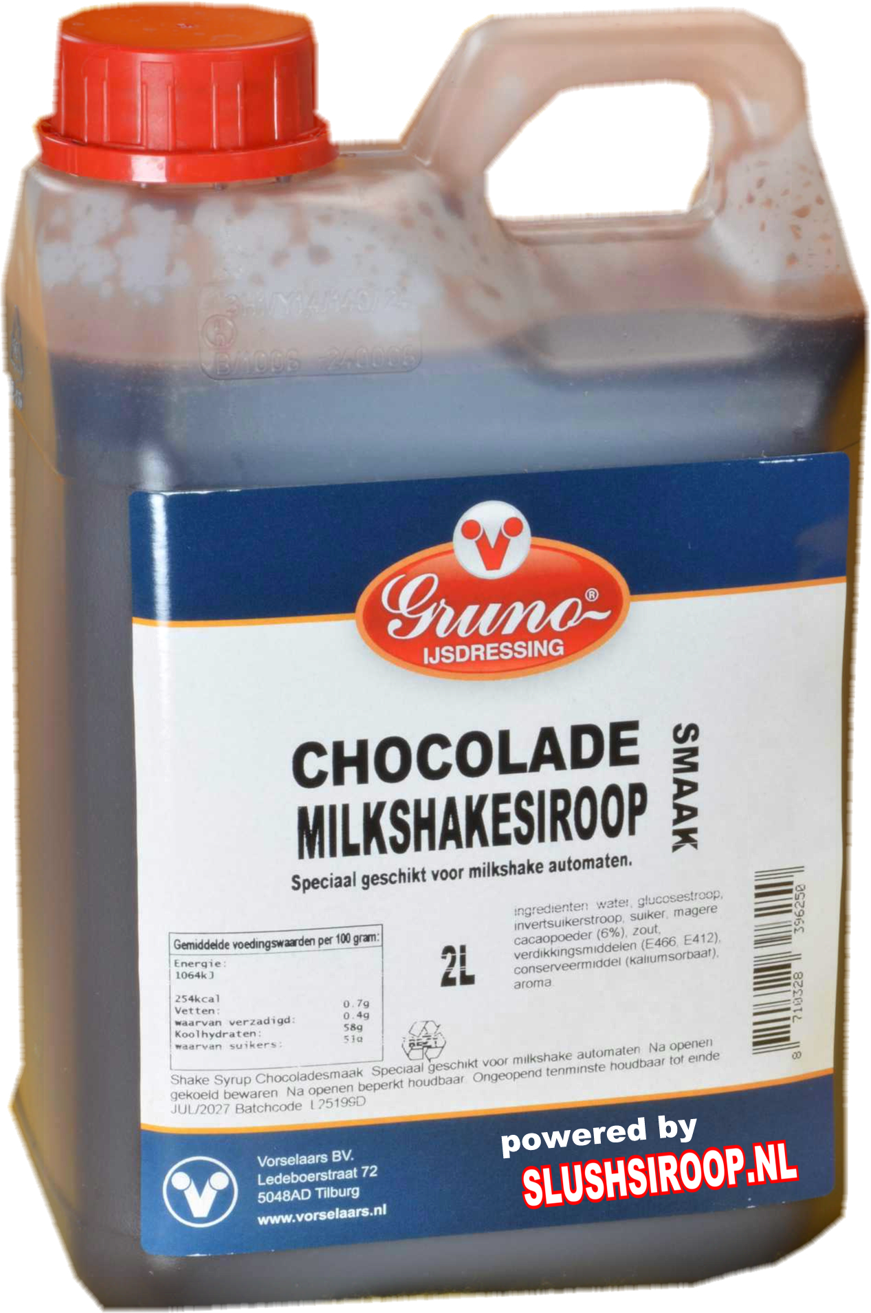 MilaNNE milkshake siroop chocolade slushsiroop.nl tankje 2 liter